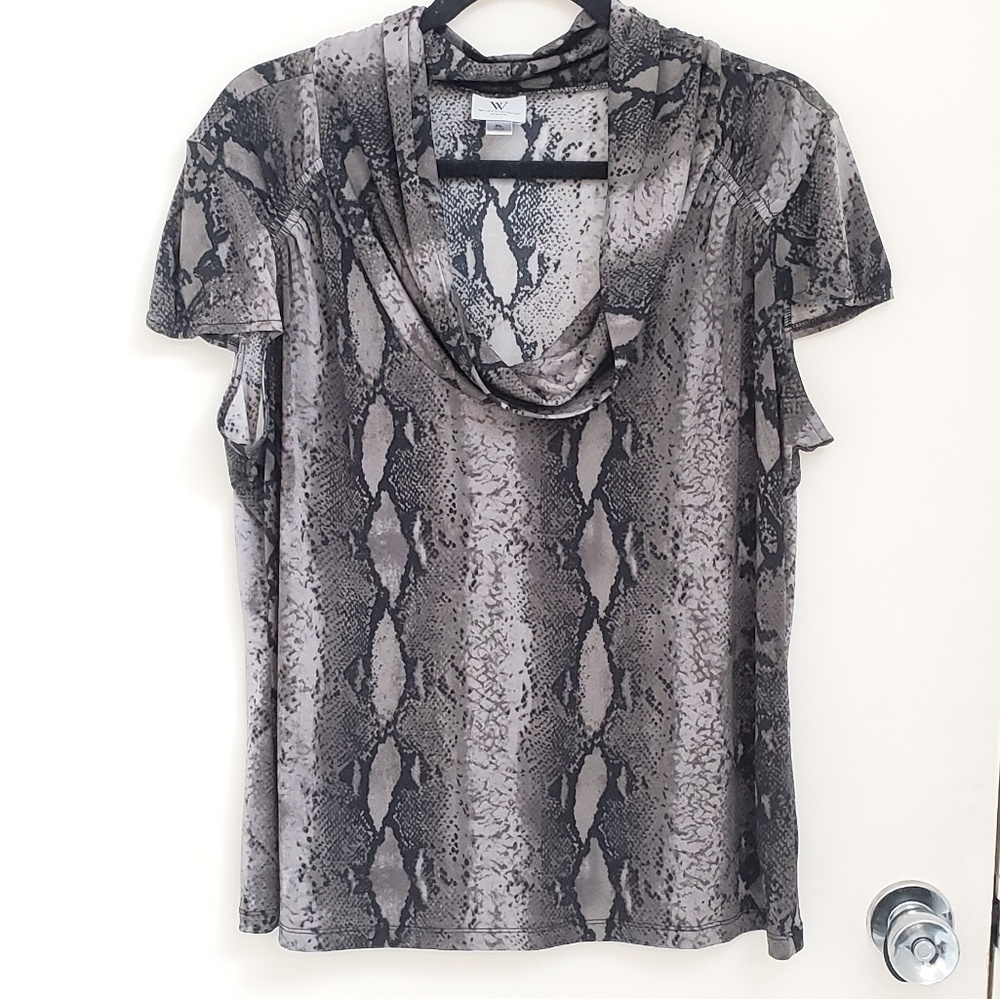 Gray Worthington Cowl Neck Snakeskin blouse XL